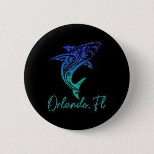 Macaron Rond 5 Cm Orlando Fl Requin Scu Plongée Surfeur Surf Floride