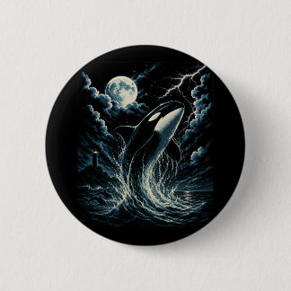 Macaron Rond 5 Cm Orque de minuit vintage Orca Lune 90 Killer Whale