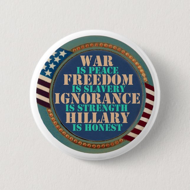 Macaron Rond 5 Cm Orwell nous a avertis sur Hillary (Devant)