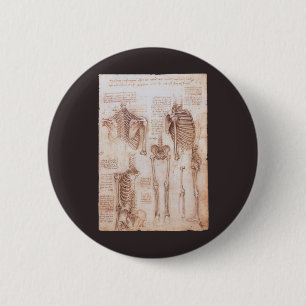 Macaron Rond 5 Cm Os de squelette de Léonard de Vinci, anatomie huma