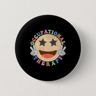 Macaron Rond 5 Cm Ot ergothérapie Hippie Sourire Fleurs du visage