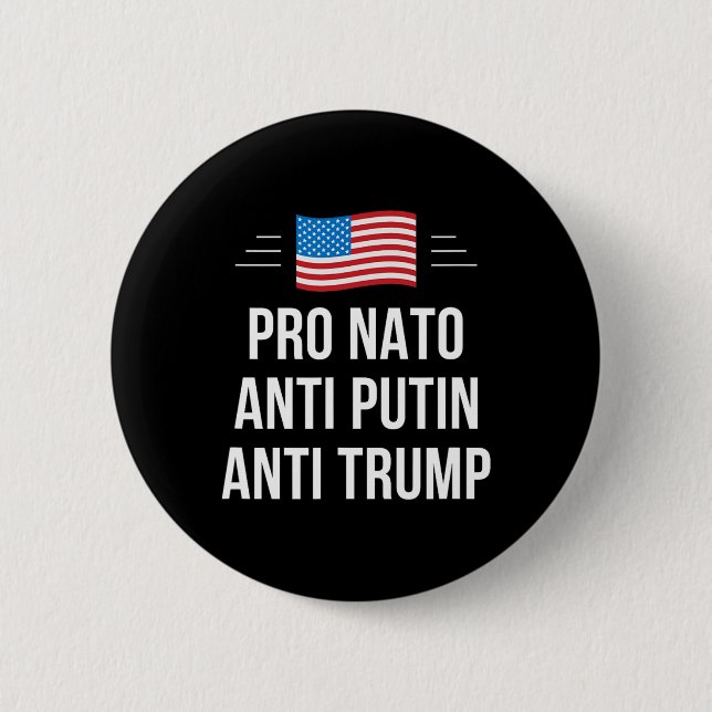 Macaron Rond 5 Cm OTAN - Anti Poutine - Anti Trump - (Devant)