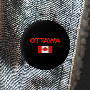 Macaron Rond 5 Cm Ottawa Canada Drapeau canadien Couleur foncée