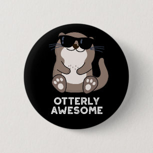 Macaron Rond 5 Cm Otter Animal Otter Pun Dark BG
