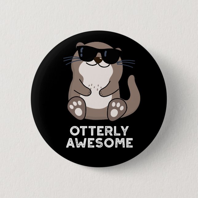 Macaron Rond 5 Cm Otter Animal Otter Pun Dark BG (Devant)