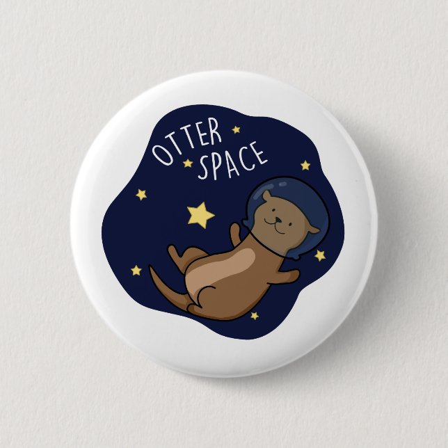 Macaron Rond 5 Cm Otter Space Funny Astronaut Otter Pun (Devant)