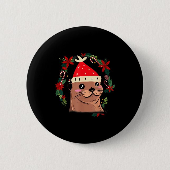 Macaron Rond 5 Cm Otter Ugly Christmas Christmas Winter  (Devant)