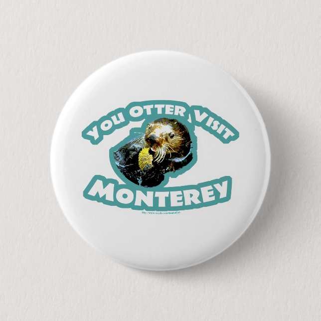 Macaron Rond 5 Cm Otter visite Monterey (Devant)