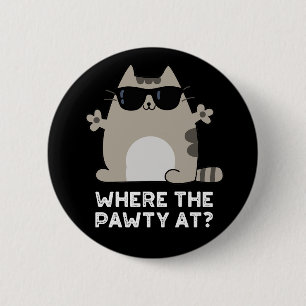Macaron Rond 5 Cm Où La Pawty À Funny Party Chat Pun Dark BG