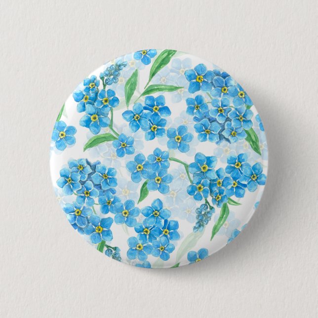Macaron Rond 5 Cm Oubliez-moi pas les fleurs d'aquarelle (Devant)