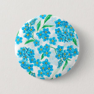 Macaron Rond 5 Cm Oubliez-moi pas les fleurs d'aquarelle