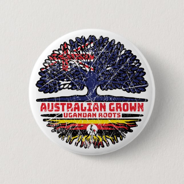 Macaron Rond 5 Cm Ouganda Ouganda Australie Australie racine d'arbre (Devant)