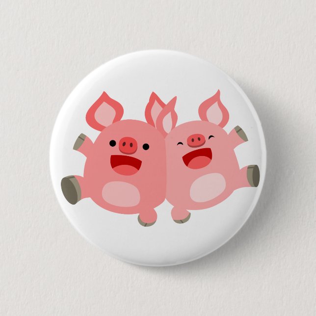 Macaron Rond 5 Cm OUI ! ! Bouton Bouton de cochons de dessin mignon  (Devant)