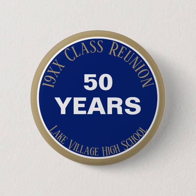Macaron Rond 5 Cm OUI! Bouton de réunion de classe 50e personnalisée (Devant)