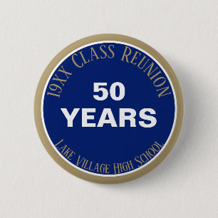 Macaron Rond 5 Cm OUI! Bouton de réunion de classe 50e personnalisée