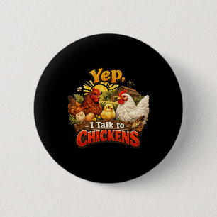 Macaron Rond 5 Cm Oui je parle aux poulets Amoureux de poulets drôle