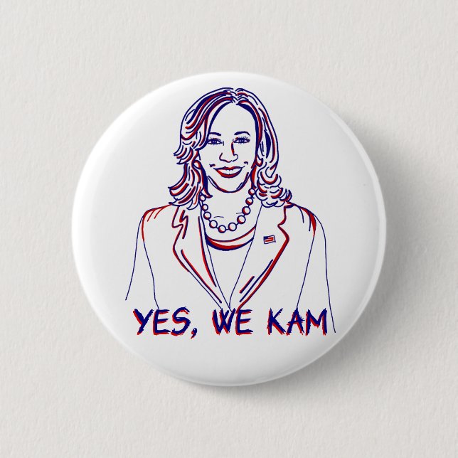 Macaron Rond 5 Cm Oui, Nous Kam ! Élection de Kamala Harris 2024 (Devant)