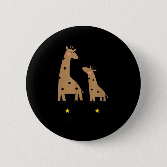 Macaron Rond 5 Cm Our First Father's Day 2026, Funny Giraffe Gift Da (Devant)