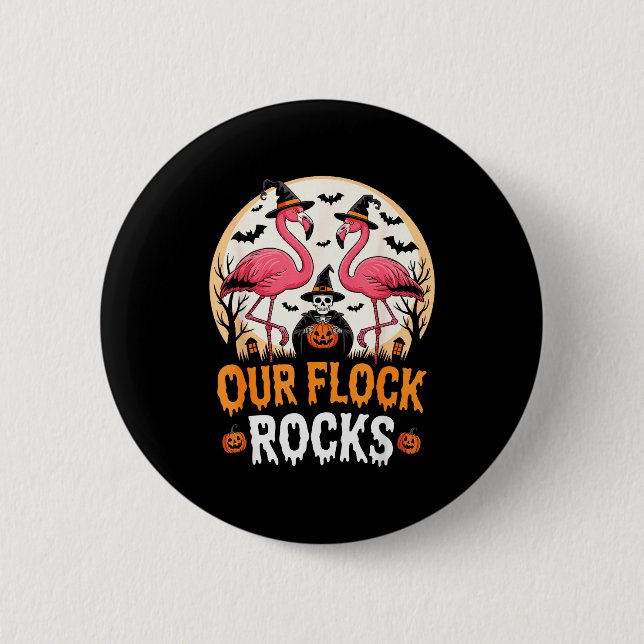 Macaron Rond 5 Cm Our Flock Rocks Flamingo Halloween Costume Matchin (Devant)