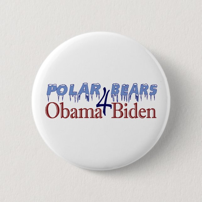 Macaron Rond 5 Cm Ours blancs pour Obama Biden 2008 (Devant)