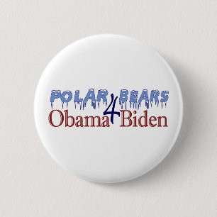 Macaron Rond 5 Cm Ours blancs pour Obama Biden 2008