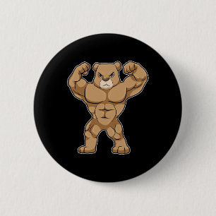 Macaron Rond 5 Cm Ours culturiste musculation Sports
