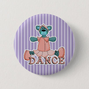 Macaron Rond 5 Cm Ours de danse bleu et rose Ballerina