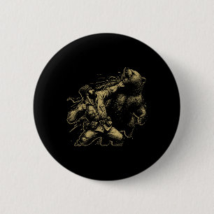 Macaron Rond 5 Cm Ours Drôle Homme Punching Ours Retro Chasse Vintag