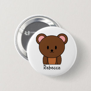 Macaron Rond 5 Cm Ours en peluche brun personnalisé