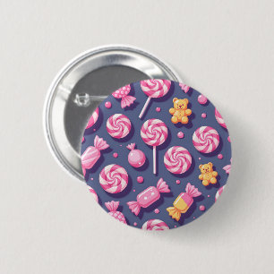 Macaron Rond 5 Cm Ours en peluche et motif de bonbons