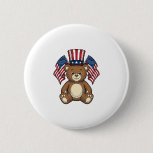 Macaron Rond 5 Cm Ours en peluche patriotique vintage vector design_