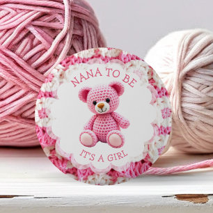 Macaron Rond 5 Cm Ours en peluche rose au crochet Future Nana