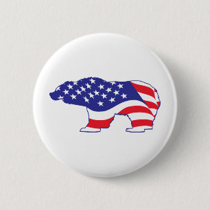 Macaron Rond 5 Cm Ours grizzli patriotique