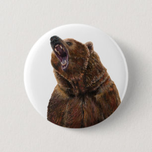 Macaron Rond 5 Cm Ours grizzli - Peinture en acrylique