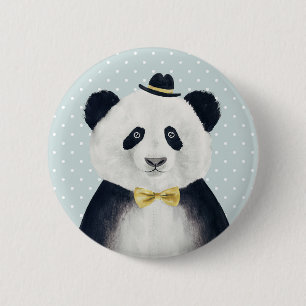 Macaron Rond 5 Cm Ours panda d'aquarelle