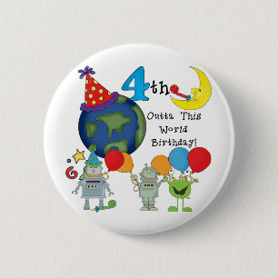 Macaron Rond 5 Cm Outta This World 4th Birthday Tshirts et cadeaux