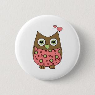 Macaron Rond 5 Cm Owl WIth Love