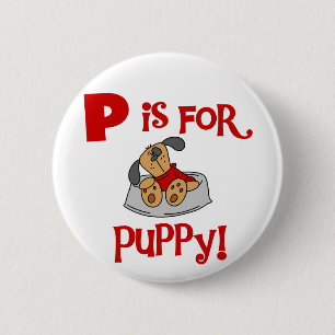 Macaron Rond 5 Cm P est pour des T-shirts et des cadeaux de chiot