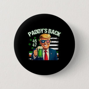 Macaron Rond 5 Cm Paddy's Back Trump 45 47 Irish American Flag St Pa