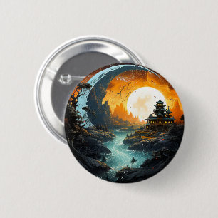 Macaron Rond 5 Cm Pagoda Palace River Yin Yang Arts martiaux