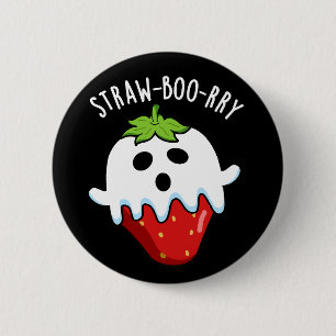 Macaron Rond 5 Cm Paille-boo-rry Funny Fraise Pun Dark BG