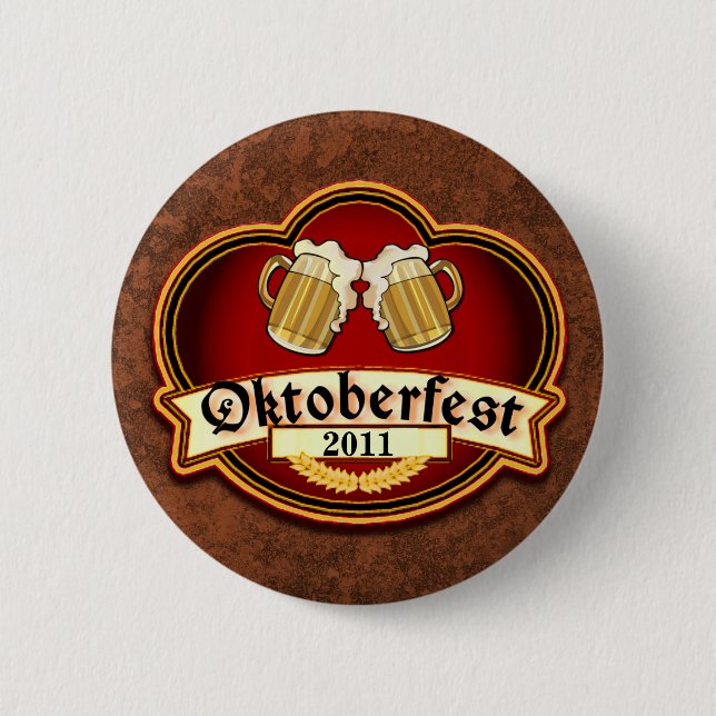 Macaron Rond 5 Cm Pain grillé d'Oktoberfest avec la date (Devant)