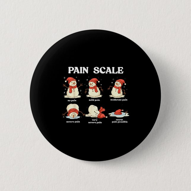 Macaron Rond 5 Cm Pain Scale Snowman Nurse Christmas Xmas Snow Pajam (Devant)