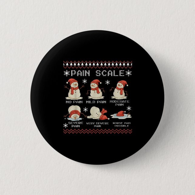 Macaron Rond 5 Cm Pain Scale Snowman Pain Essment Trauma Nurse Ugly  (Devant)