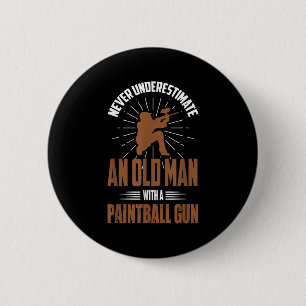 Macaron Rond 5 Cm Paintball Shirt Funny Old Man Citation Paintball P