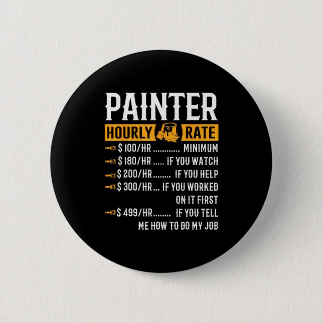 Macaron Rond 5 Cm Painter Hourly Rate Funny Painter  (Devant)