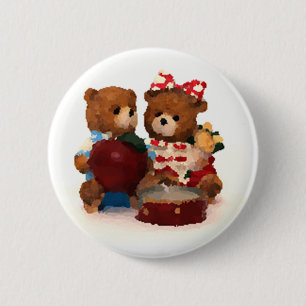 Macaron Rond 5 Cm Paire d'ours en peluche