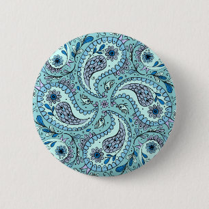 Macaron Rond 5 Cm Paisley en bleu bébé