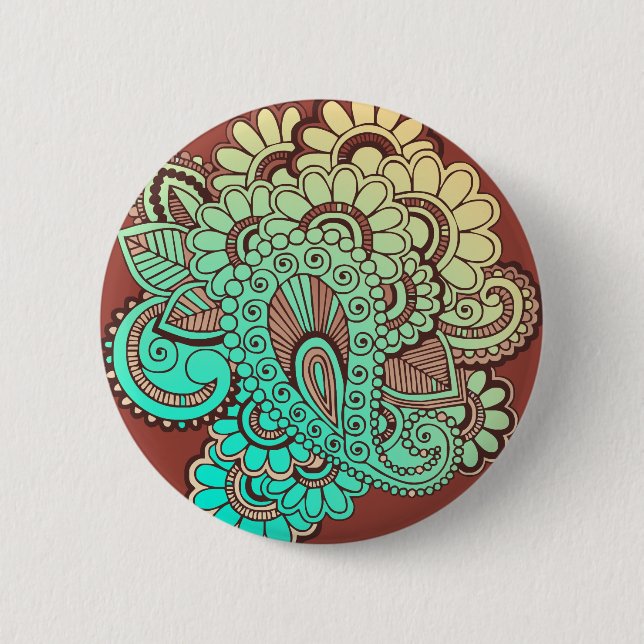 Macaron Rond 5 Cm Paisley Ornaments I + votre backgr. & idées (Devant)