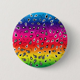 Macaron Rond 5 Cm Paisley Rainbow